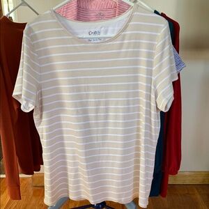 Croft & Barrow Beige Striped T-Shirt